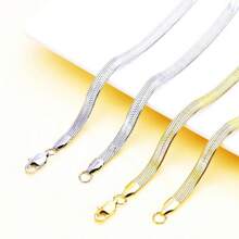 ZG YING ZHOU ZGYZ 1pc Fashionable Luxury High Polished 5.5mm Stainless Steel 18k Gold Plated Multi-Layer Snake Bone Chain Necklace, Suitable For Men & Women, Wedding, Party, Birthday, Engagement, Daily Wear, Sweater Chain Accessory