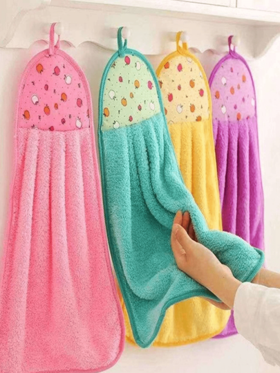 Juego de 1/3/10 toallitas de coral de felpa con lazada para colgar para secado de manos, lavado de platos y uso en el baño, toallas de té, toallas de mano suaves, paños absorbentes, paños colgantes, accesorios de cocina