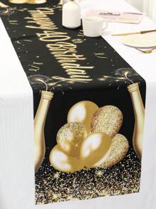 1 pieza Mantel de poliéster para cumpleaños en color negro y dorado, Cubremantel para mesa para decoración de fiesta de té de barbacoa de aniversario para hombres y mujeres. Decoración para cumpleaños de 90, 80, 70, 60, 50, 40 y 30 - oro negro - Ver 9