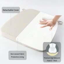 Chair Cushion With Ties For Dining Chairs, Non Slip Kitchen Chair Pad And Dining Seat Cushion With Machine Washable Cover, Beige,16"X16"X2" - 米色 - 查看 6