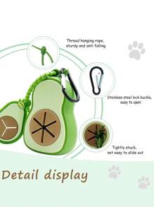 Ensemble distributeur de sacs à déchets pour chien en forme d'avocat avec support de sacs sans les mains, compatible avec les laisses et les harnais, comprend 1 rouleau de 15 sacs, convient pour tous les chiens