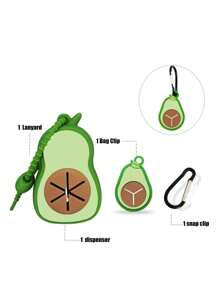 Ensemble distributeur de sacs à déchets pour chien en forme d'avocat avec support de sacs sans les mains, compatible avec les laisses et les harnais, comprend 1 rouleau de 15 sacs, convient pour tous les chiens