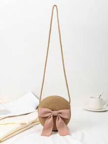 Children's Woven Straw Crossbody Bag For Beach - Beige - View 18