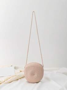 Children's Woven Straw Crossbody Bag For Beach - Beige - View 11