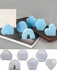 1 件 DIY 硅胶模具，用于卡片夹、半圆形、云朵、彩虹、六边形、心形卡片托盘、树脂、水晶、石膏模具 - 白色 - 查看 5