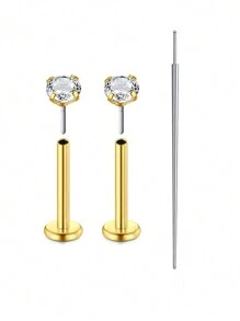 CIZME 3 bucăți 16G/18G/20G Butoane fără fir pentru nas Bijuterii piercing labret din oțel inoxidabil pentru Tragus Monroe Cercei pentru cartilaj Helix pentru buze pentru femei bărbați, șuruburi fără fir pentru nas CZ inele pentru nas pentru femei bărbați inele labret din oțel inoxidabil inele pentru buze ineluri pentru buze CZ Tragus Helix Piercing Bijuterii hipoalergenice, cercei cu spate plat