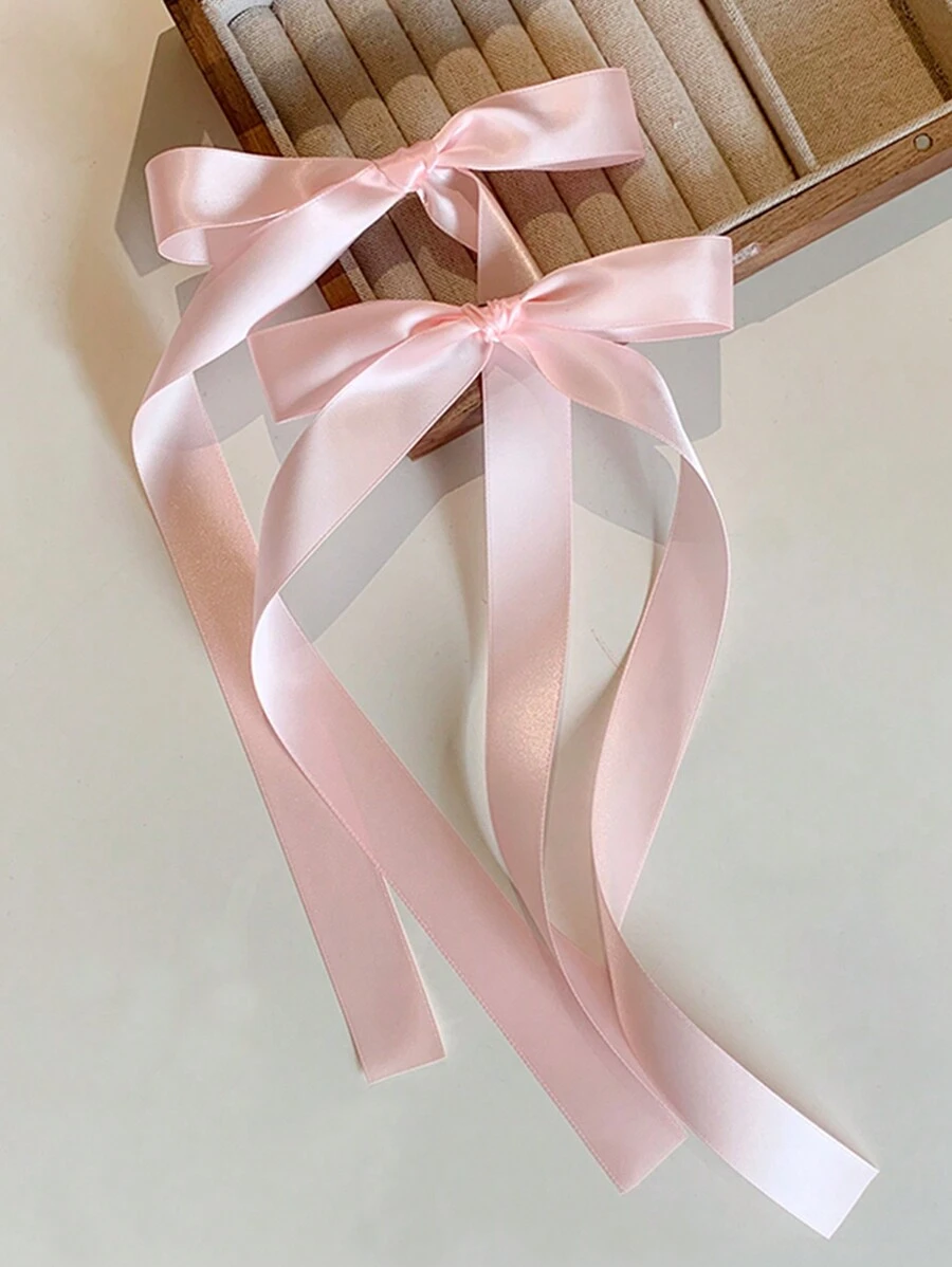 2个简约时尚蝴蝶结发夹，优雅芭蕾舞风格发饰，甜美可爱，适合日常佩戴，长款情人节爪夹发卡，冬季女士配饰，蝴蝶结发饰