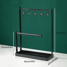 Simple Desktop Wrought Iron Jewelry, Jewelry Storage Rack, Earrings, Necklaces, Hair Accessories, Watch Jewelry Display Rack, Home Key Storage Hanger - Multicolor - View 17