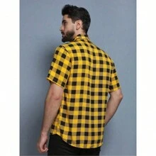 Camisa Xadrez Masculina Manga Curta Slim Fit