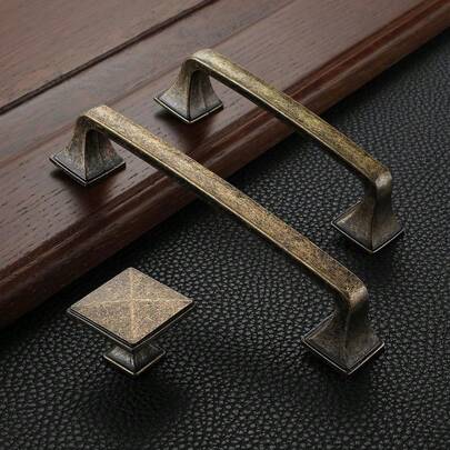 1pc Antique Retro Cupboard Pull Handles Zinc Alloy Wardrobe Kitchen Drawer Cabinet Door Handle Furniture Knobs Hole Distance 96mm/128mm/ Single Hole