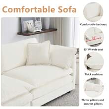 Luxury Loveseat Sofa Couch, 76" Modern Chenille Deep 2-Seater Cloud Couch With 2 Armrest Pillows And 2 Toss Pillows, Love Seat For Living Room Bedroom Office Apartment - 米色 - 查看 5
