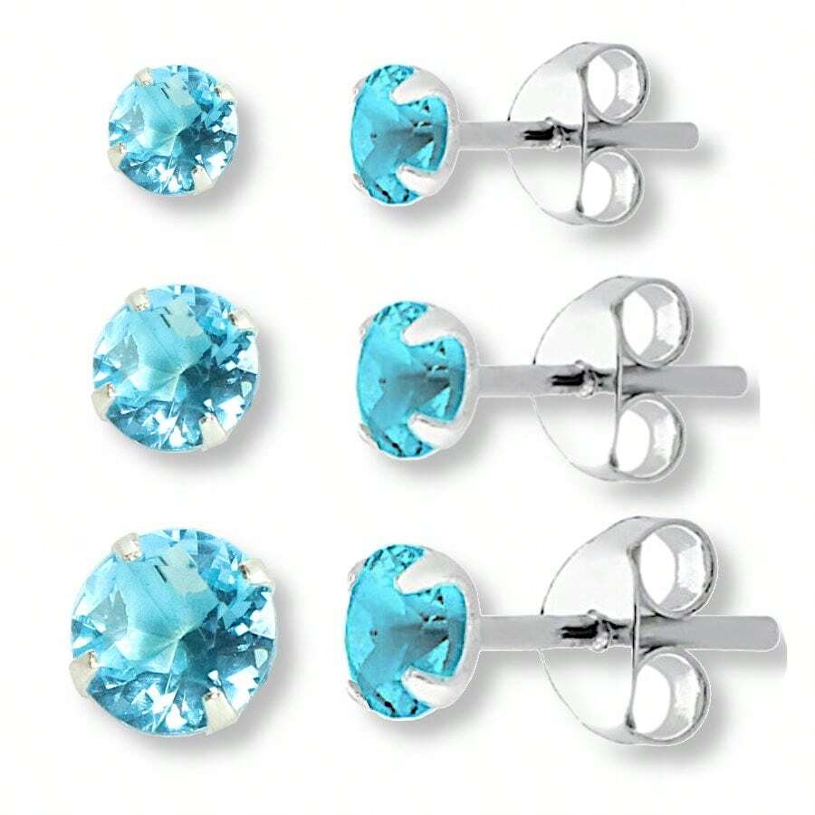 Stud Earrings - 天藍色 - 查看 1