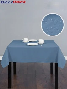 Mantel De Mesa Cuadrado Antideslizante Color Azul Real (140x140 Cm) Mantel De Cocina Decorativo Impermeable Hecho De Tela Resistente A Manchas Y Arrugas Con Diseño Minimalista - Duradero, Lavable Y Fácil De Cuidar - Apto Para Interiores Y Exteriores - Perfecto Para Fiestas, Banquetes Y Picnics - Azul Marino - Ver 3