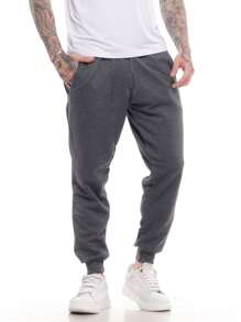 kit 03 calças moletom masculina academia inverno lazer variadas com punho p m g gg 100% algodão