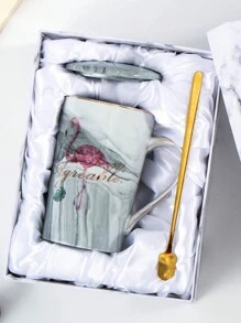 1 件全新大理石陶瓷杯，创意火烈鸟设计，适用于茶、咖啡、牛奶、果汁，非常适合家庭、客厅、早餐、婚礼、派对、礼物、生日、圣诞节 - 灰色 - 查看 17