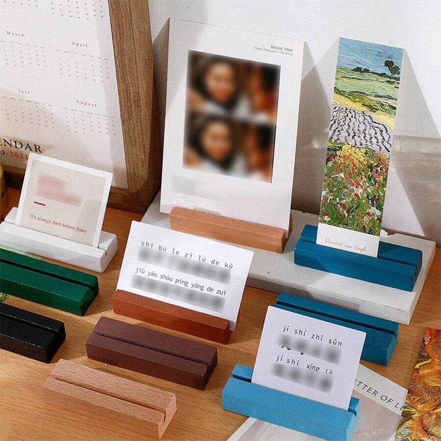 Creative Desktop Colorful Photo Clips, Memo Clips, Postcard Clips, Ins Card Non-Slip Wooden Base Clips, Wooden Clips - White - View 1