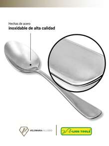 Set With 12 Pieces Stainless Steel Soup Spoons Silver Color Restaurant Kitchen Accessories - Grey - View 4