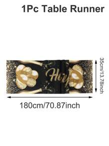 1 pieza Mantel de poliéster para cumpleaños en color negro y dorado, Cubremantel para mesa para decoración de fiesta de té de barbacoa de aniversario para hombres y mujeres. Decoración para cumpleaños de 90, 80, 70, 60, 50, 40 y 30 - oro negro - Ver 3
