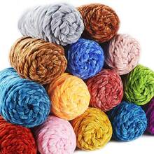 QJH 1pc/2pcs Velvet Chenille Yarn, Soft & Warm Hand Woven Yarn Thread, Perfect For DIY Crochet And Knitting Creative Projects, Ideal For Weaving Scarves, Blankets, Hats, Sweaters