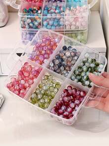 1pc 3-Tier 18-Grid Transparent Adjustable Stackable Compartment Slot Plastic Storage Box For Organizing Toys, Jewelry, And Accessories - Clear - View 2