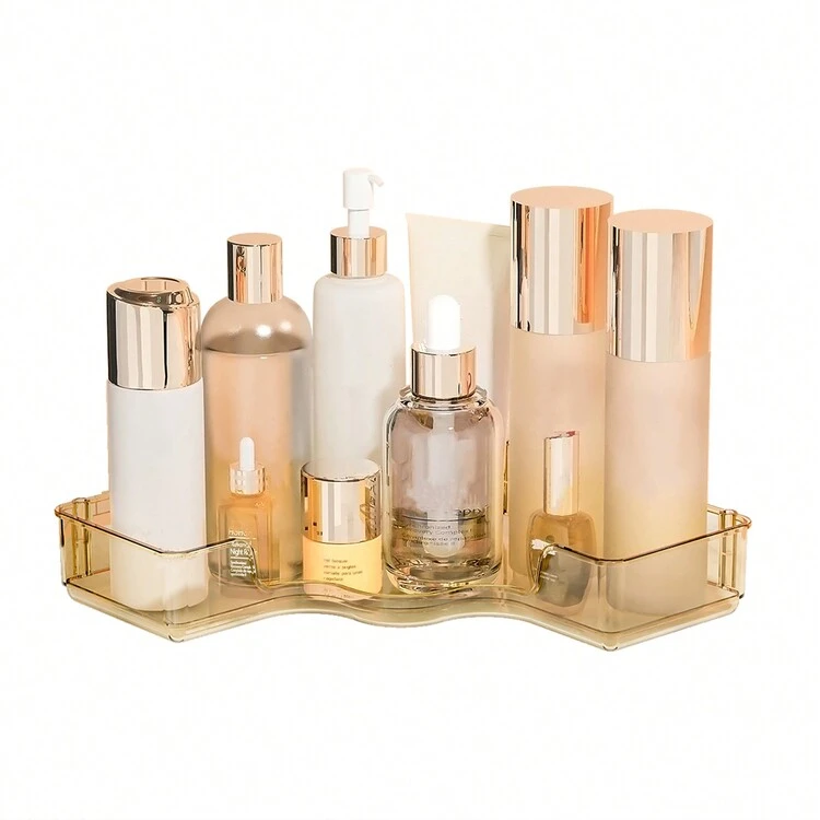 1st Floor Bathroom Countertop Storage Box, Bathroom Counter Dressing Table Tray, Dressing Table Large Skin Care Product Storage Box, Cosmetics Storage Box, Perfume Tray, Kitchen Spice Rack (Amber, Green, Transparent) - Multicolor - View 9