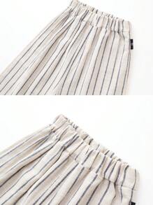 2 pièces Ensemble top asymétrique et pantalon large rayé pour jeune fille, été