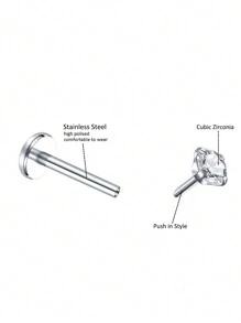 CIZME 3 bucăți 16G/18G/20G Butoane fără fir pentru nas Bijuterii piercing labret din oțel inoxidabil pentru Tragus Monroe Cercei pentru cartilaj Helix pentru buze pentru femei bărbați, șuruburi fără fir pentru nas CZ inele pentru nas pentru femei bărbați inele labret din oțel inoxidabil inele pentru buze ineluri pentru buze CZ Tragus Helix Piercing Bijuterii hipoalergenice, cercei cu spate plat