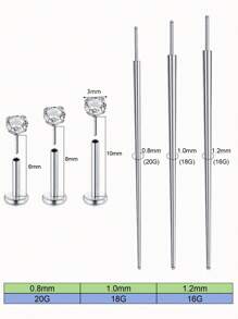 CIZME 3 bucăți 16G/18G/20G Butoane fără fir pentru nas Bijuterii piercing labret din oțel inoxidabil pentru Tragus Monroe Cercei pentru cartilaj Helix pentru buze pentru femei bărbați, șuruburi fără fir pentru nas CZ inele pentru nas pentru femei bărbați inele labret din oțel inoxidabil inele pentru buze ineluri pentru buze CZ Tragus Helix Piercing Bijuterii hipoalergenice, cercei cu spate plat