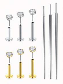 CIZME 3 bucăți 16G/18G/20G Butoane fără fir pentru nas Bijuterii piercing labret din oțel inoxidabil pentru Tragus Monroe Cercei pentru cartilaj Helix pentru buze pentru femei bărbați, șuruburi fără fir pentru nas CZ inele pentru nas pentru femei bărbați inele labret din oțel inoxidabil inele pentru buze ineluri pentru buze CZ Tragus Helix Piercing Bijuterii hipoalergenice, cercei cu spate plat