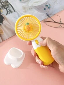 AOYI 1 pieza Ventilador portátil de mano con diseño de frutas, con cable de carga USB, funciona con batería - Multicolor - Ver 7