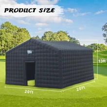 Black Inflatable Night Club Extra Large 20FT Inflatable Party Tent With Logo Area Disco Cube Gazebo Event House Tents For Parties, Wedding, Shows, Events (20ftx20ftx13ft)