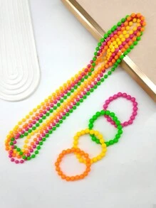 Forever & Moment 8 件套狂欢节串珠项链弹力串珠手链套装霓虹派对用品 80 年代 90 年代派对服装配饰 舞会万圣节 - 多色 - 查看 12