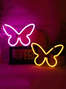 1 pieza Decoración del hogar Luz de neón con forma de mariposa, alimentada por USB o batería, decoración de habitación interior, luz de neón con forma de mariposa, adecuada para decoración de dormitorio, mesa, dormitorio de niña, pared, fiesta, decoración de boda, luces de decoración de fiesta de cumpleaños, regalo de Navidad para amigos - Rosa - Ver 7