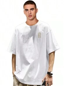 Oversize Street Hip Hop Short Sleeve T-Shirt For Men - White - View 1