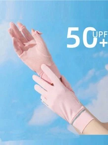 1Pair Lady Sunscreen Ice Silk Gloves Female Summer Sun Protection Gloves Fashion Cycling Driving Running Mittens Thin Anti-UV Gloves Short Flip Touchscreen Driving Cycling Non-Slip Gloves