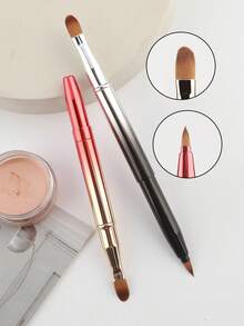 1pc Dual-Ended Retractable Lip Brush, Concealer Brush, Portable Makeup Brush With Cap - Multicolor - View 1