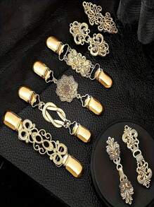 3pcs Set Sweater Cape Collar Vintage Flower Cardigan Brooch, Suitable For Women - Multicolor - View 3