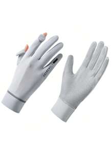 1Pair Lady Sunscreen Ice Silk Gloves Female Summer Sun Protection Gloves Fashion Cycling Driving Running Mittens Thin Anti-UV Gloves Short Flip Touchscreen Driving Cycling Non-Slip Gloves