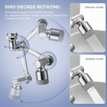 1/2入組1080度力學臂，通用水龍頭過濾器，防濺噴嘴多功能旋轉洗臉盆，全銅泡沫設備延長器 - 彩色 - 查看 8
