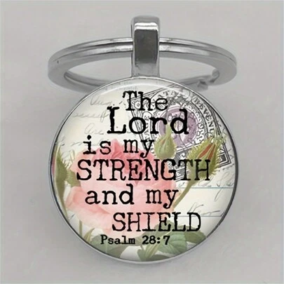 Inspirational Christian Keychain - Alloy Keyring With Bible Verse "The Lord Is My Strength And My Shield" Psalm 28:7 - Uplifting Gift For Christians, Suitable For Christmas, Baptism Or Any Occasion