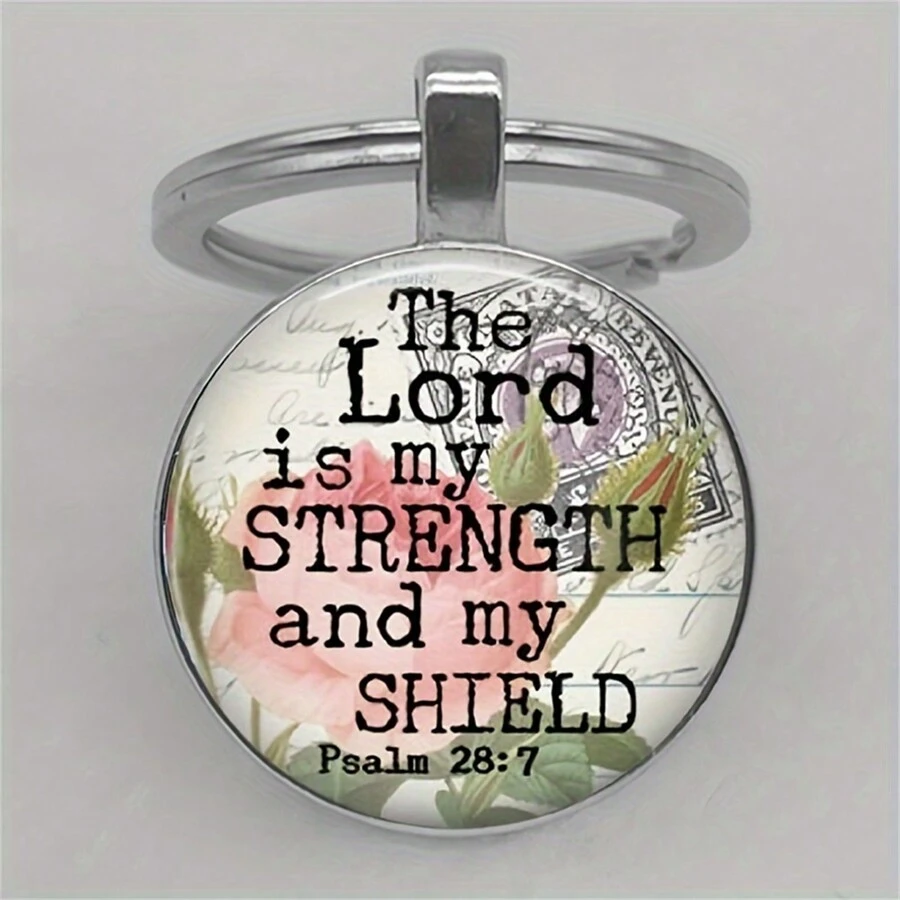 Inspirational Christian Keychain - Alloy Keyring With Bible Verse "The Lord Is My Strength And My Shield" Psalm 28:7 - Uplifting Gift For Christians, Suitable For Christmas, Baptism Or Any Occasion Gifts For Mother, Father, Graduation, And Teacher - Multicolor New-14 - View 1