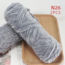 QJH 1pc/2pcs Velvet Chenille Yarn, Soft & Warm Hand Woven Yarn Thread, Perfect For DIY Crochet And Knitting Creative Projects, Ideal For Weaving Scarves, Blankets, Hats, Sweaters