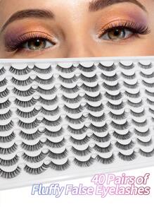 Happy Butterfly MAGEFY 40 Pairs Mixed Pack Natural Crossover False Eyelashes Handmade Lengthened Thick DD Curly Eyelashes Artificial Mink Eyelashes Makeup Tools Hot Sellers - 濃密款 - 查看 7