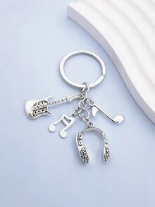 Thời trang DIY Phụ kiện Guitar Microphone Tai nghe Nốt nhạc Sáng tạo Người yêu âm nhạc Móc khóa - Màu Bạc Cổ - Xem 9