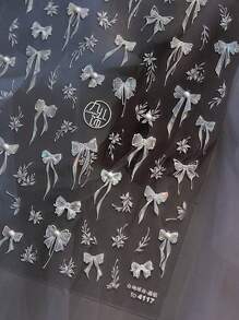 1 arkusz elegancka perłowa muszka naklejki do paznokci samoprzylepne ozdoby do paznokci naklejka dekoracyjna Aurora Bowknot kwiat Manicure naklejki DIY