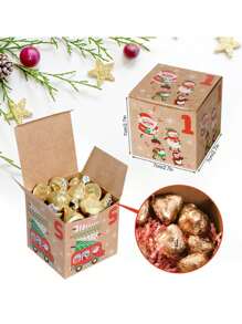 24 件/包 圣诞倒计时降临日历 带饼干和糖果 派对礼盒 圣诞装饰 圣诞派对礼品 圣诞派对用品 圣诞派对 圣诞快乐 平安夜 - 彩色 - 查看 7