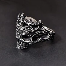 1pc luxe persoonlijkheid trendy schedelkroon roestvrijstalen ring voor heren