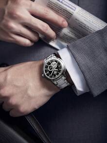 JINLERY名品男士自動機械手錶，發光3ATM防水，高品質奢華金色羅馬數字錶盤，商務多場合合適 - 黑與白 - 查看 10