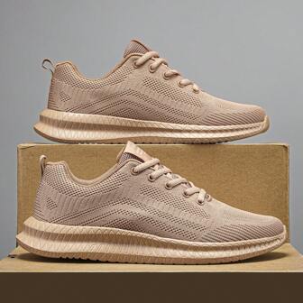 Men's Breathable Leisure Shoes, Stylish Light-Weight Sports Shoes With Laces