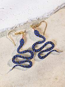 有趣可愛的語錄耳環，萬聖節耳環，藍色斑點蛇和鳥類愛好者丙烯酸樹脂耳墜，分層垂飾耳環適用於女性和女孩。適合夏季度假，假日，海灘派對，送給她和情侶的禮物。 - 萬聖節耳環 藍色斑點蛇 - 查看 6